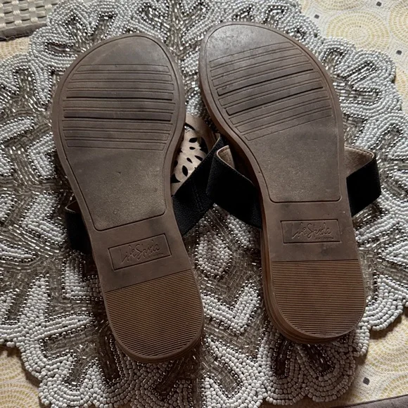 Life Stride Black and Tan Sandals - Picture 3 of 4